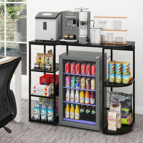 PUNCIA Mini Fridge Cabinet with Storage for Home Dorm Black