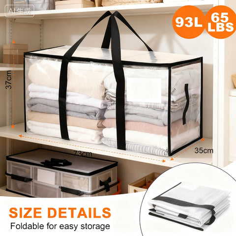 Zandrix 95L Waterproof Storage Bags Moving Boxes Bags with Lids - 4 Pack