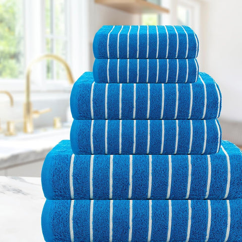 CASA COPENHAGEN Ecstatic 6-piece towel set, 600 GSM Electric Blue, 2 bath towels, 2 hand towels, 2 washcloths, designed in Denmark