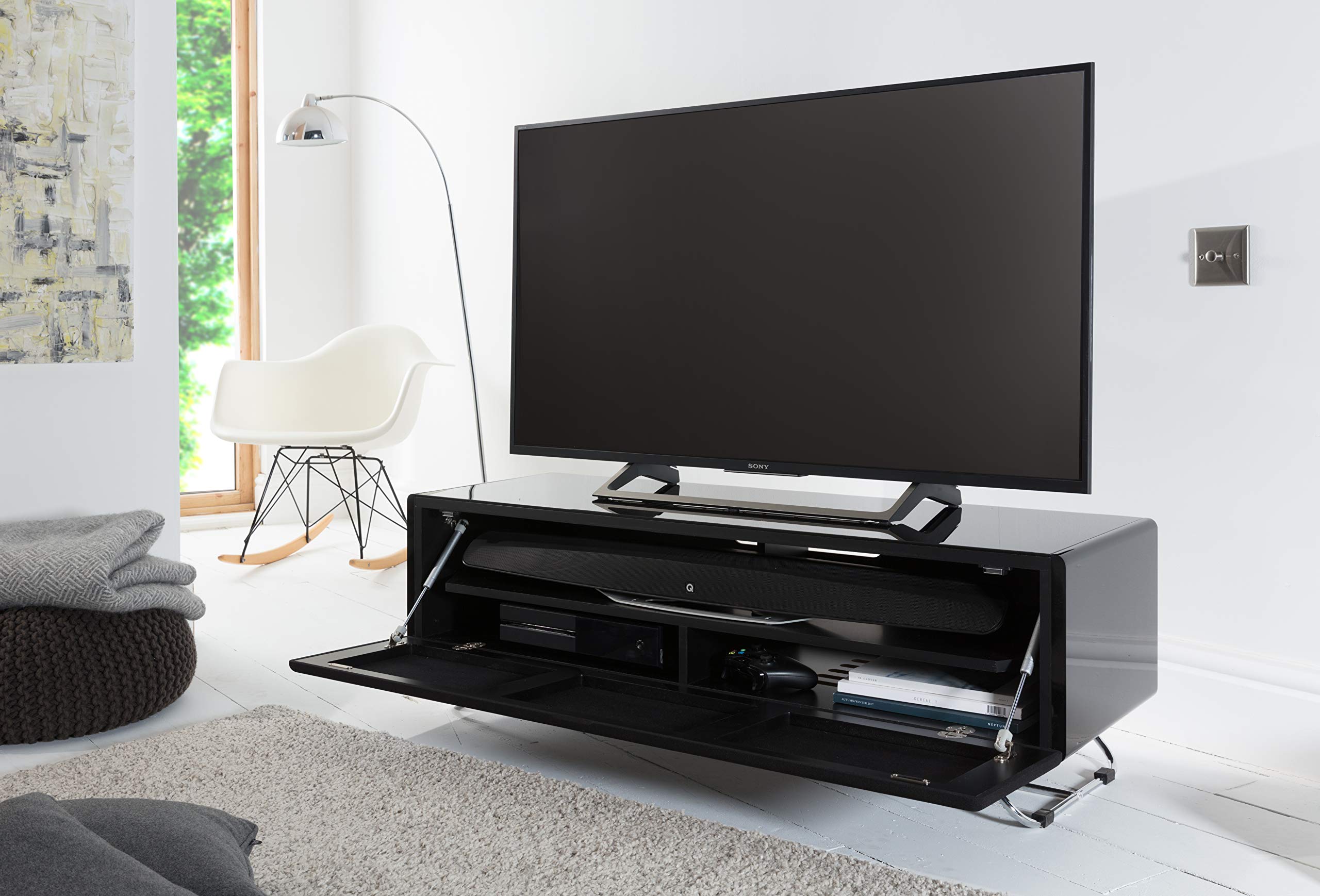 Alphason Chromium Concept TV Cabinet - Black, 120 x 42 x 40cm (WxDxH)