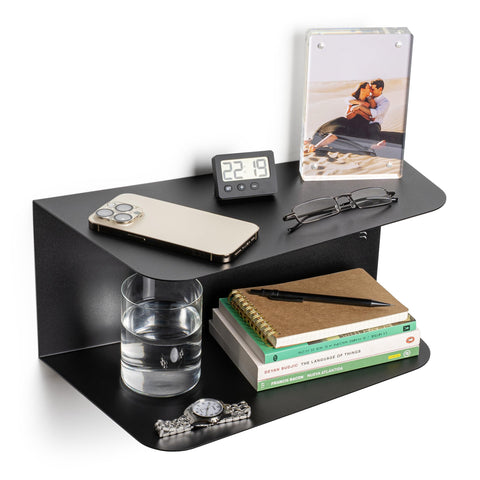 etterr Bedside Table, Side Table, Black Bedside Tables, Bedside Tables, Bedroom Bedside Tables (2 Units, Black, 38 x 20 x 18 cm)