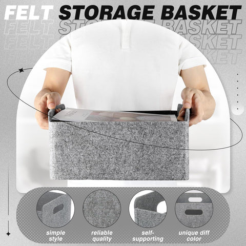 2Pack Small Storage Box with Handle,Storage Basket Set,Foldable Wardrobe Baskets for Storage,Felt Storage Basket,Storage Boxes,felt storage cube for