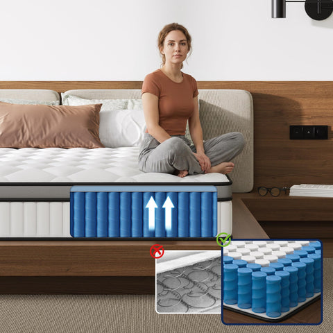 BedStory 4FT Small Double Mattress - 120x190x25cm, 10 Inch Hybrid Mattress with Foam & Individually Pocket Spring for Pressure Relief & Motion