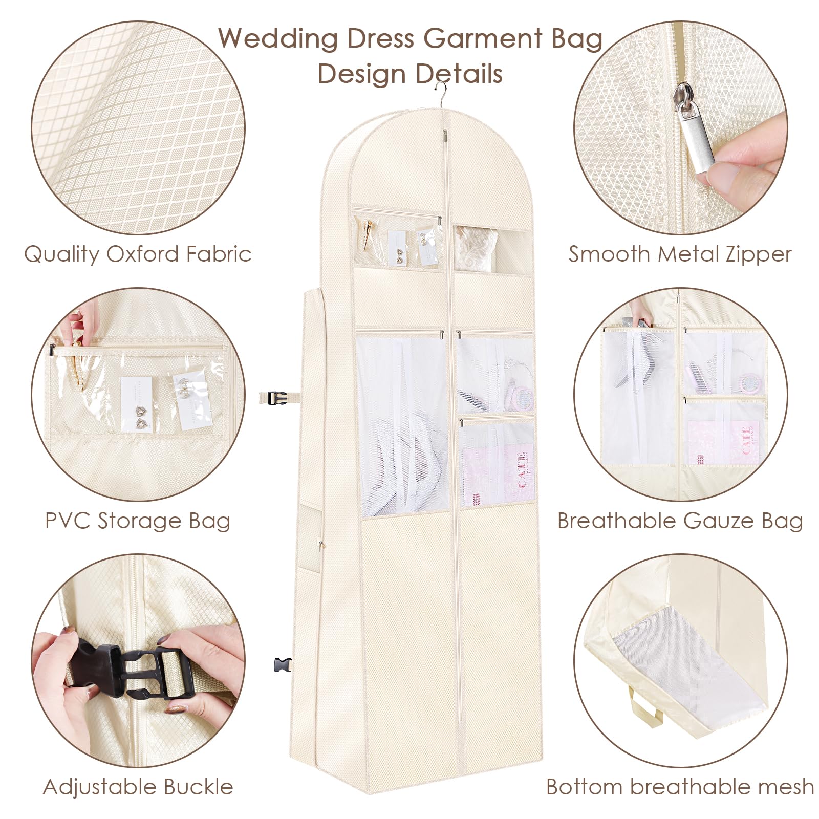 KEEGH Wedding Dress Garment Bag, 72 Inch Long Dress Carrier Travel Bag