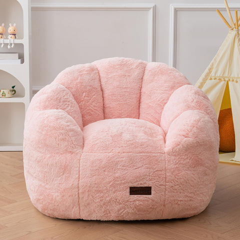 MAXYOYO Kids Floral Shaped Bean Bag Sofa, Includes Filling, Faux Fur Fabric