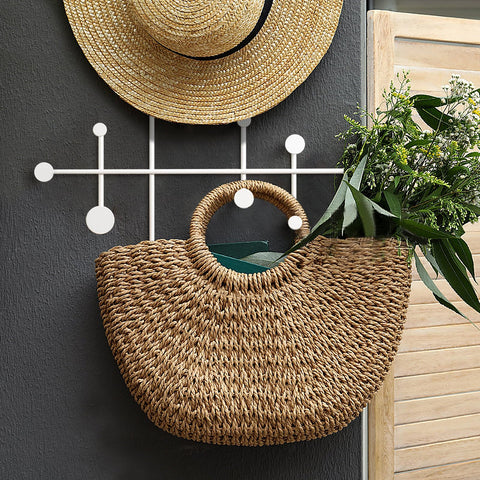 XLSBZ Coat Rack Shelf Wall Mounted,Modern Metal Coat Rack with 10 Hooks,Coat Hanger Wall Hooks for Clothe, Shats, Scarves (White)