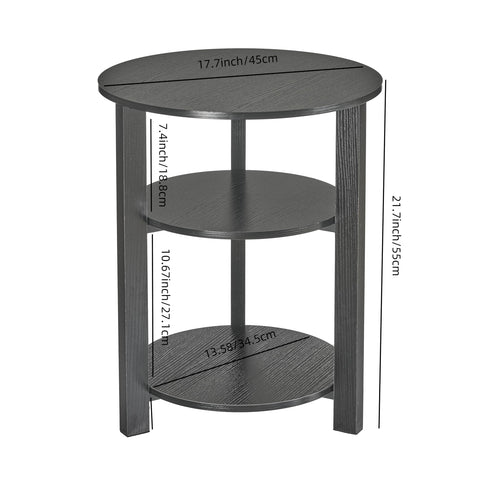 Farmhouse 3-Tier Round Side Table, 45 * 55 End Table with Open Storage,Modern Couch Accent Table Circular Nightatand for Living