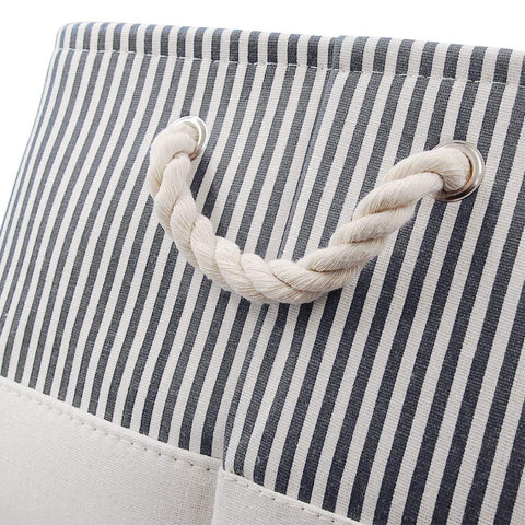 Mangata Fabric Storage Boxes, Open Storage Organizers, 3 Pack (Grey Stripe, Small)