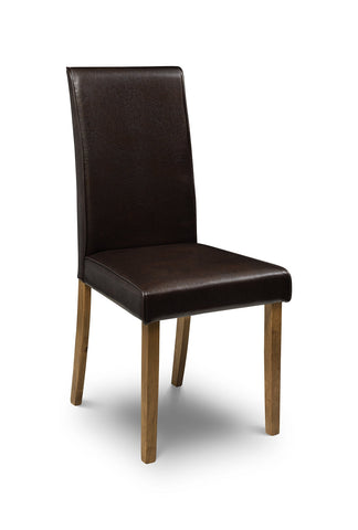 Julian Bowen Hudson Dining Chairs, Set of 2, Brown - H95.5 x W44 x D56cm