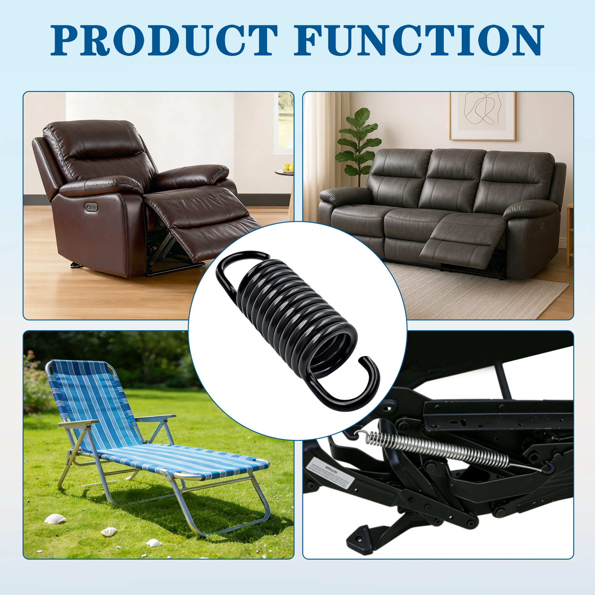 Dlfeue 10 Pcs 2-1/2 Inch Electric Recliner Mechanism Tension Spring
