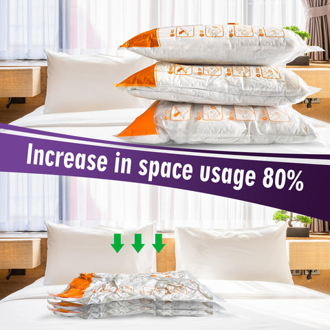 STORAGE MASTER Space Saver Bags for Travel and Home Reusable Vacuum Storage Bags Save 80% More Storage Space Work with Vacuum Cleaner