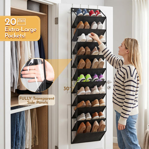 zxevg Door Shoe Rack 10 Pockets Clear PVC Hanging