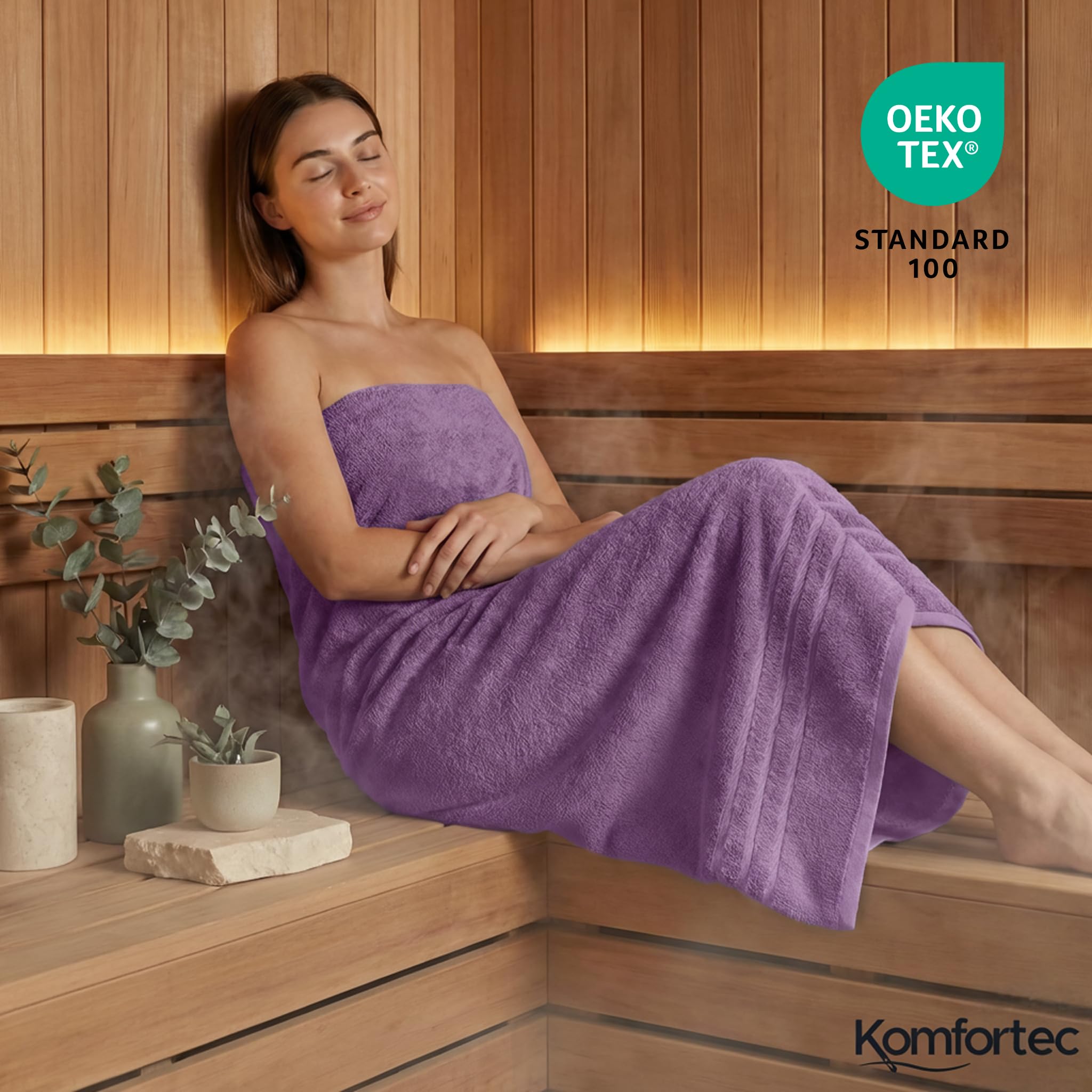 Komfortec Jumbo Bath Towels, 100% Cotton, Quick Dry, 80x200, Purple