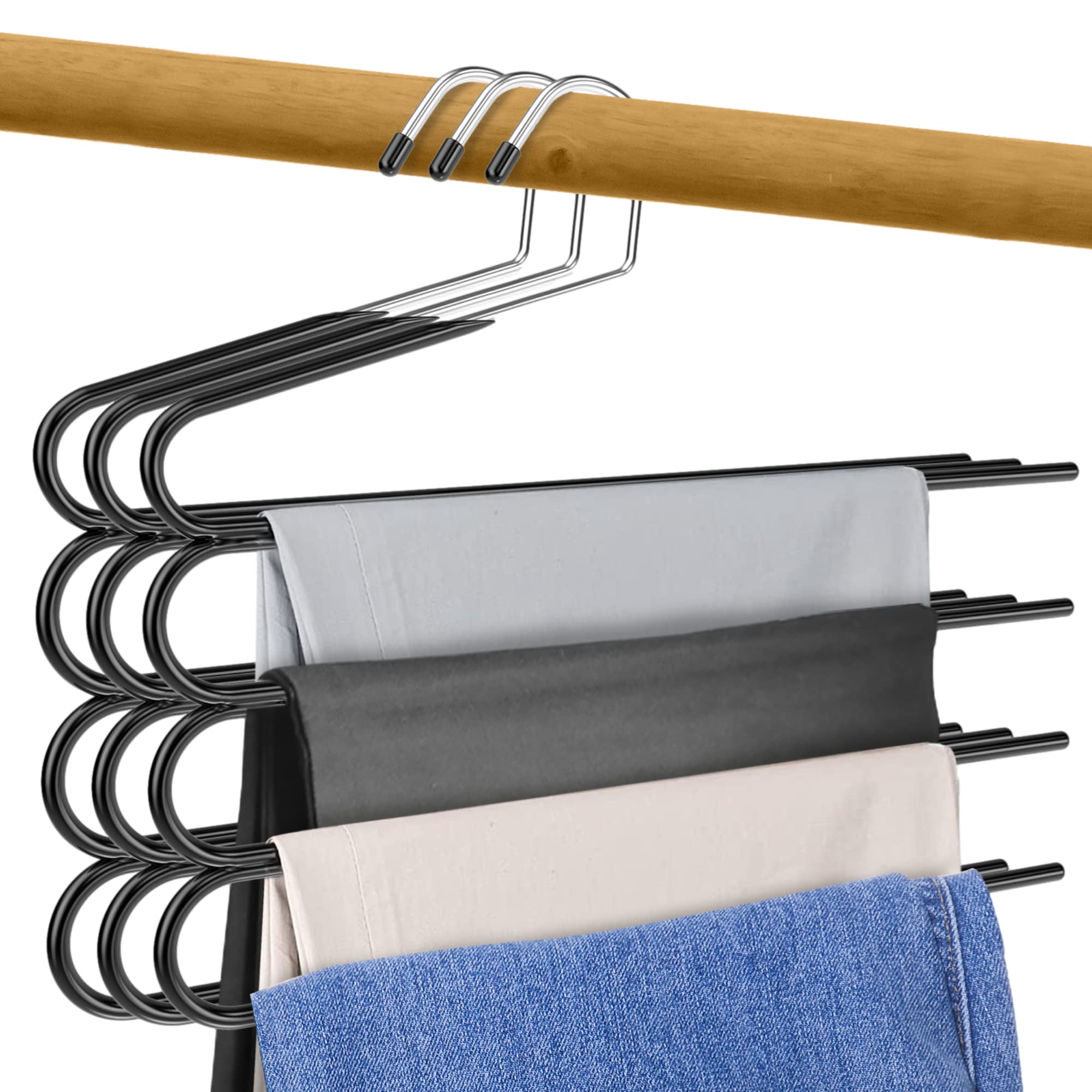 Trouser Hangers Multi Pants Space Saving - 4 Tier Metal Hanger for Pants (3)