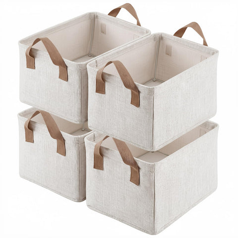 2 Pack Storage Baskets for Shelf, Small Closet Organizers and Storage Cream