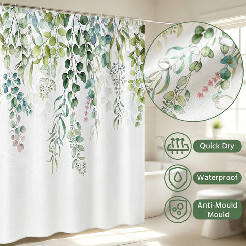 FAVORTALK Shower Curtain Mould Proof Resistant Shower Curtains for Bathroom Mildew Resistant Floral Curtain with Hooks 70.1 x L 70.1 Waterproof