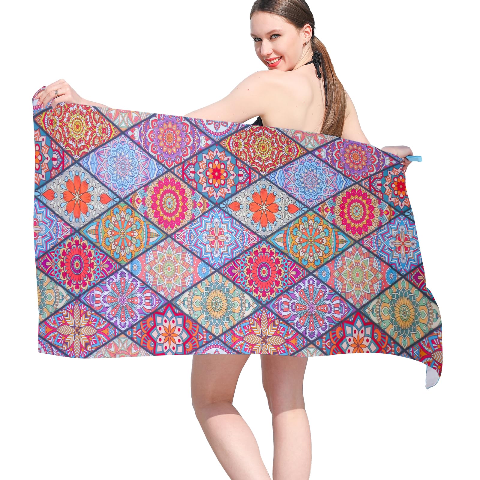 Vorvowry Microfibre Beach Towels for Adults Women Men Extra Large Lightweight Quick Dry Sand Free Travel Towel Double Sided Printing for Swim Sports