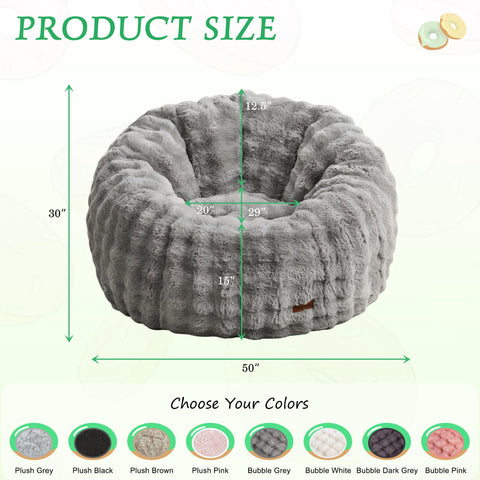 Hobestluk Large Beanbag Chairs for Adults Donut-Shaped Plush Sofa Couch