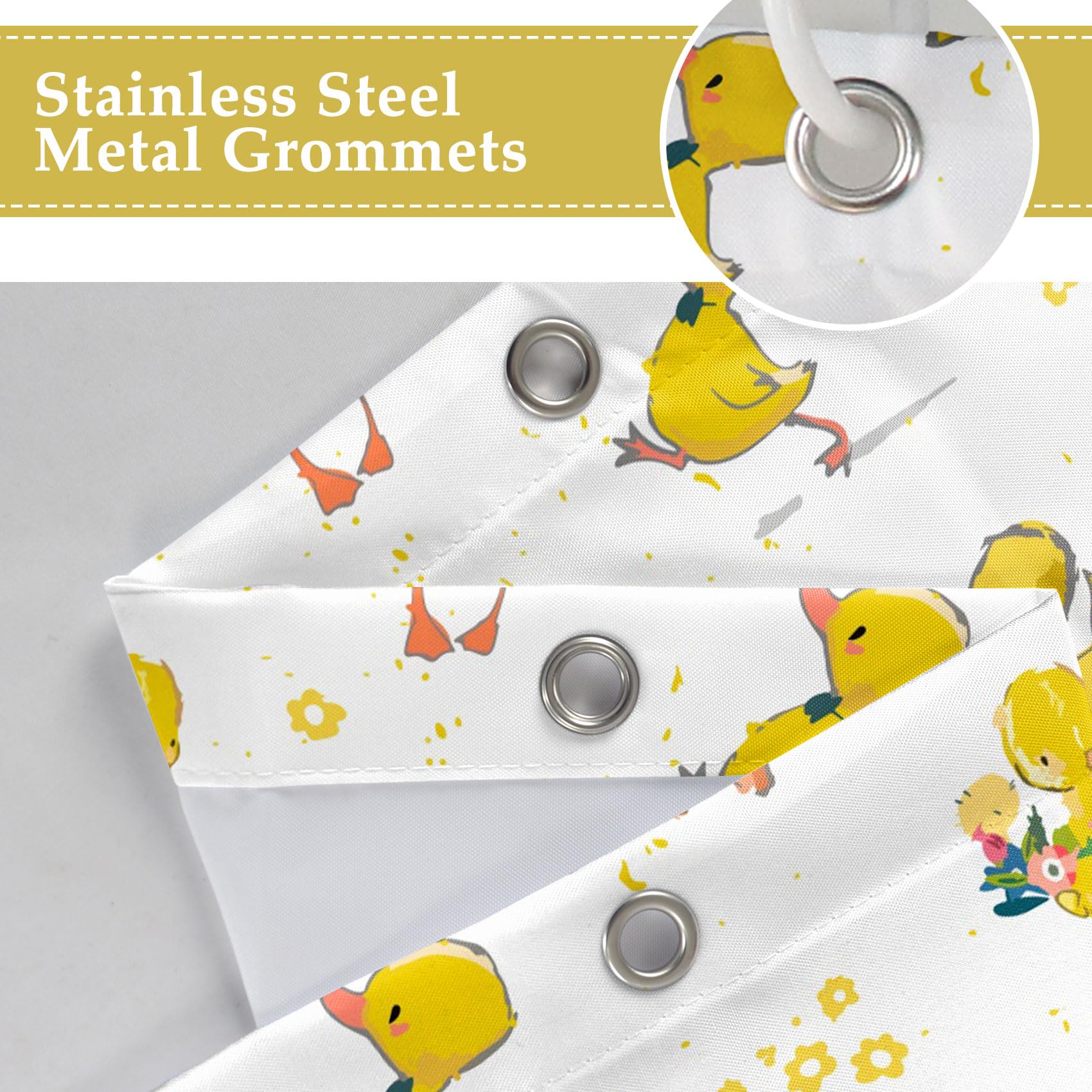 Yellow Duck Shower Curtain with Hook for Bathroom Decorative 71x71inch