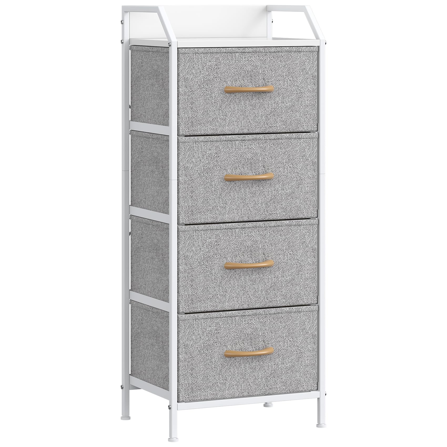 Feonase 4-Drawer Chest of Drawers with Metal Frame & Top Back Panel – Modern Fabric Storage Cabinet for Bedroom, Living Room, Small Spaces