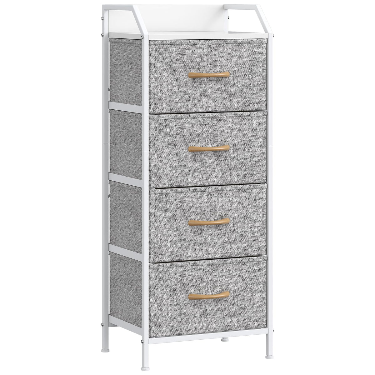 Feonase 4-Drawer Chest of Drawers with Metal Frame & Top Back Panel – Modern Fabric Storage Cabinet for Bedroom, Living Room, Small Spaces