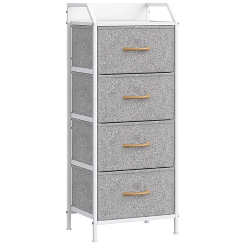 Feonase 4-Drawer Chest of Drawers with Metal Frame & Top Back Panel – Modern Fabric Storage Cabinet for Bedroom, Living Room, Small Spaces