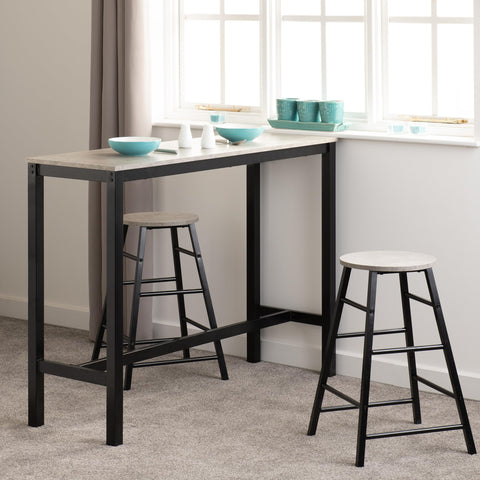 Seconique Athens Breakfast Bar Table and 2 Chairs Set in Concrete Effect
