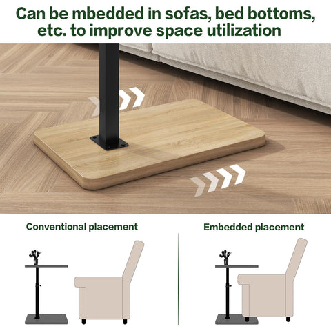 IBUYKE C Shaped Side Table,360° Swivel Height Adjustable,Natural TVT003R
