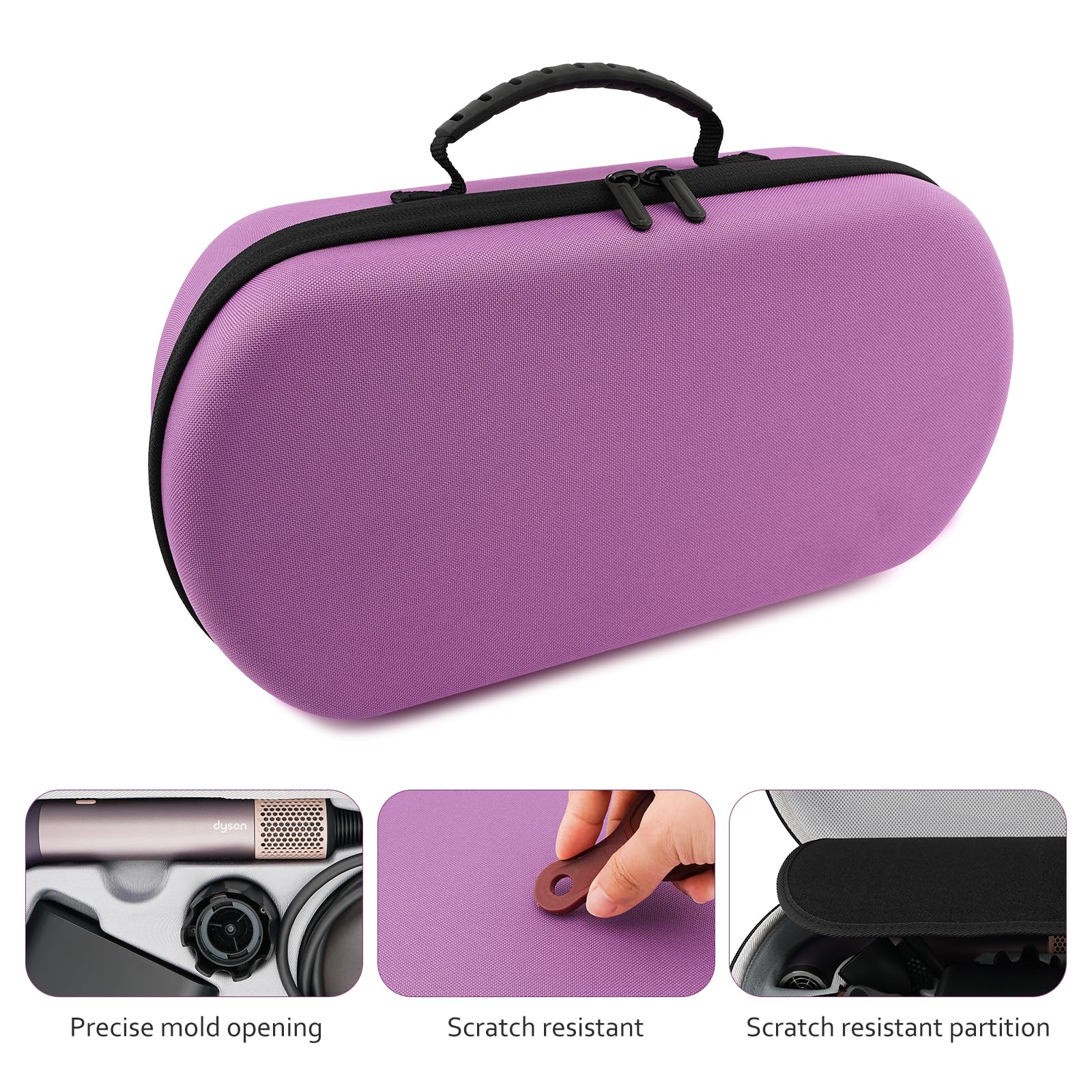 XINGFUDAO Carrying Case Compatible with Dyson Supersonic R Hair Dryer, Hard Travel Bag Compatible with Dyson Supersonic R Accessories (Purple)