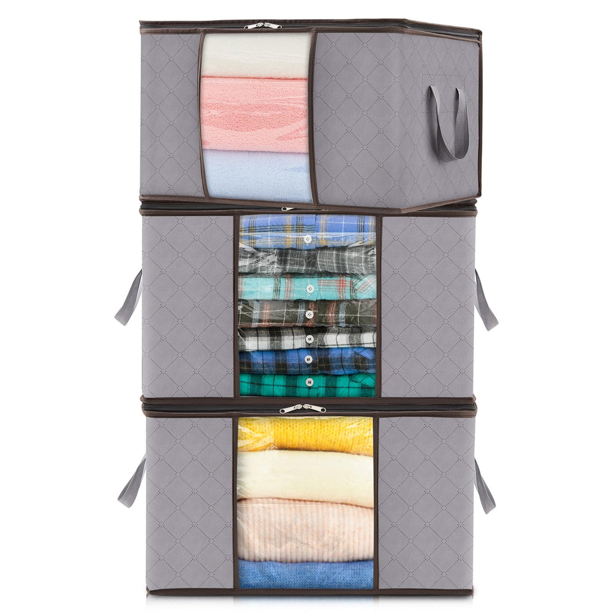 Lifewit 50L Clothes Storage Bags Large Storage Box With Lid Packing Boxes for Moving House With Reinforced Handle Thick Fabric Clear Window for