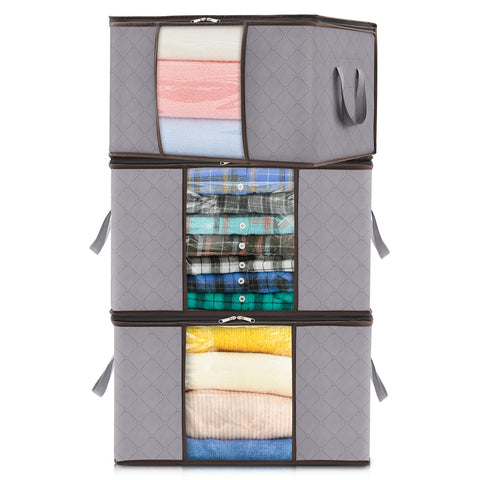 Lifewit 50L Clothes Storage Bags Large Storage Box With Lid Packing Boxes for Moving House With Reinforced Handle Thick Fabric Clear Window for