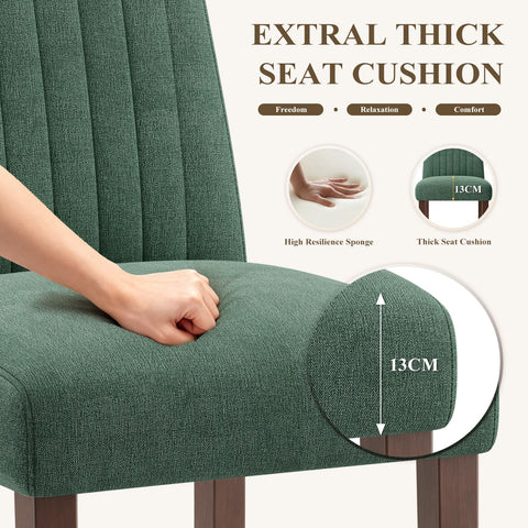 COLAMY Dining Chairs Set of 6 with Thick Seat Cushion, Fabric Chairs for Dining Room with Wood Legs and Ergonomic High Back