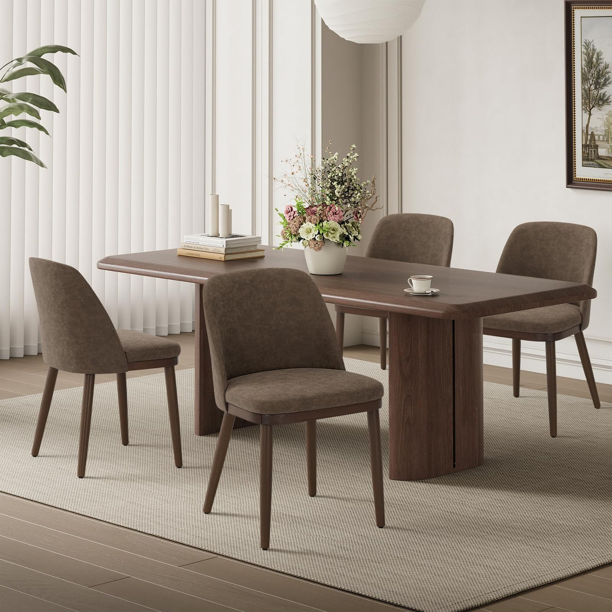 MALOL Thick Wood-base Dining Chairs Set of 4, Upholstered Kitchen Chairs with Solid Wood Legs and Thick Seat Cushion