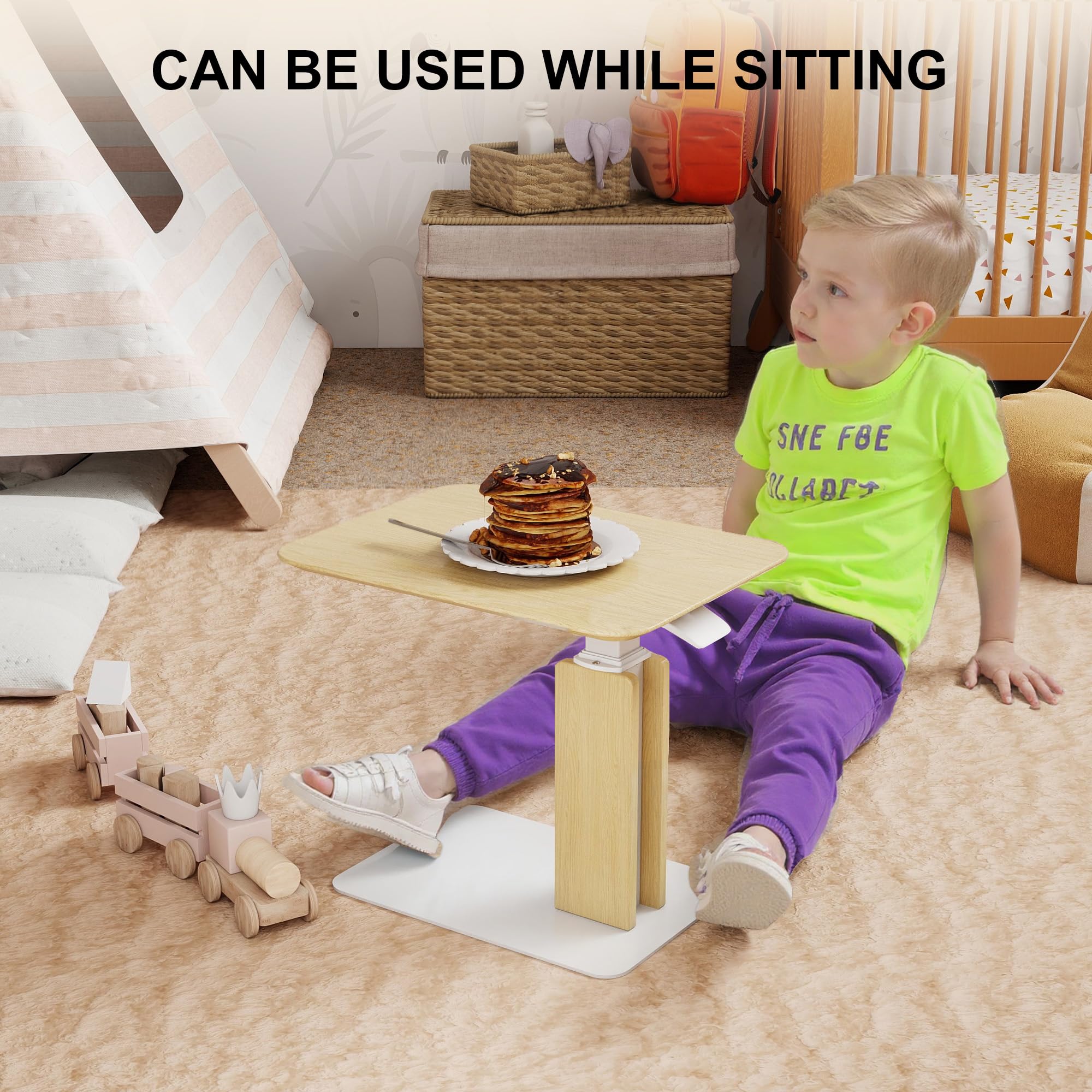 ETHU Height Adjustable Low Side Table 38-57cm 15kg Load