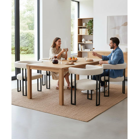 YEEFY Boucle Upholstered Dining Chairs Set of 2 Corduroy Kitchen & Dining Room Chairs with Metal Legs Mid Century Modern Chairs for Dining Room
