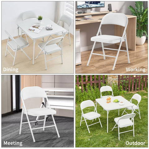 KAIHAOWIN 2-Pack Folding Chair Vinyl Padded and Metal Frame Heavy Duty Foldable Chair with Backrest & Padded Seats for Meetings Office Wedding