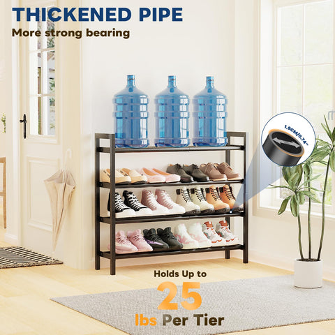4 Tier Expandable Shoe Rack, Adjustable Metal Shoe Storage Organizer