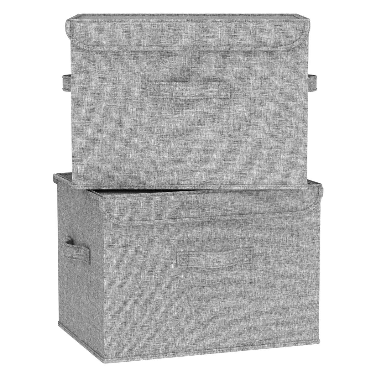 37.8L Stackable Storage Boxes with Lids Linen Clothes Wardrobe Organiser
