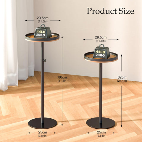 KEENSUNI Small Round Side Table,Drink Table,Martini Table with Marble Pedestal for Small Space, Living Room,Bedroom,Sofa Couch (Walnut)