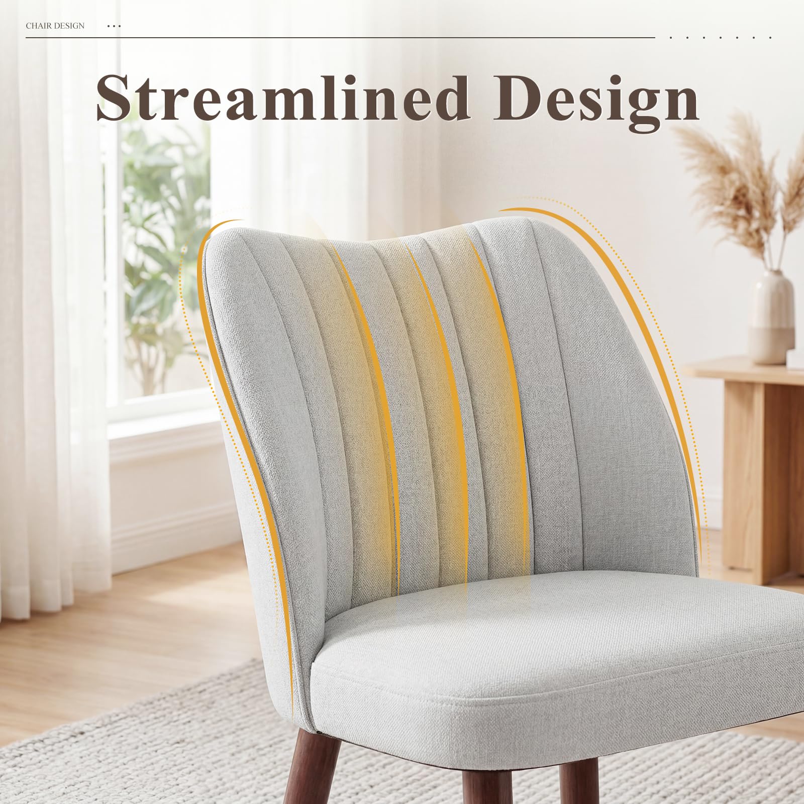 MALOL Upholstered Dining Chairs Set of 6, Fabric Chairs for Dining Room with Solid Wood Legs and Thick Seat Cushion