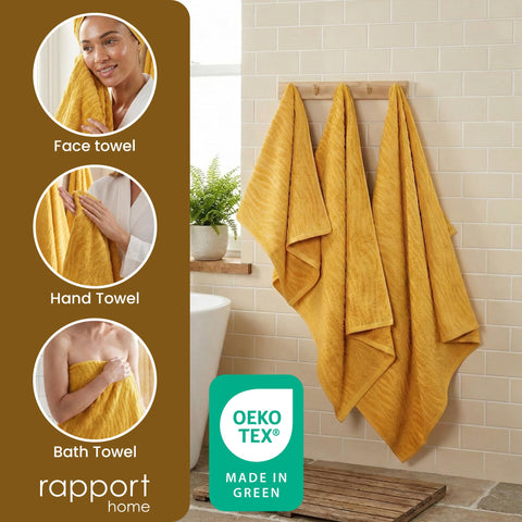 Rapport Home Safari 6-Piece Towel Bale | Bale Mustard Yellow | Luxurious 100% Cotton 500gsm Bathroom Set