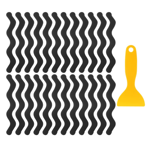 sourcing map 24pcs Non-Slip Bathtub Stickers, Anti Slip Shower Stickers Safety Shower Treads Adhesive Appliques with Scraper for Bath Tub Shower