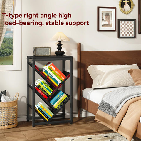 IBUYKE 5 Tier Tree Bookshelf,Small Desktop Bookshelf,Black TBC003B