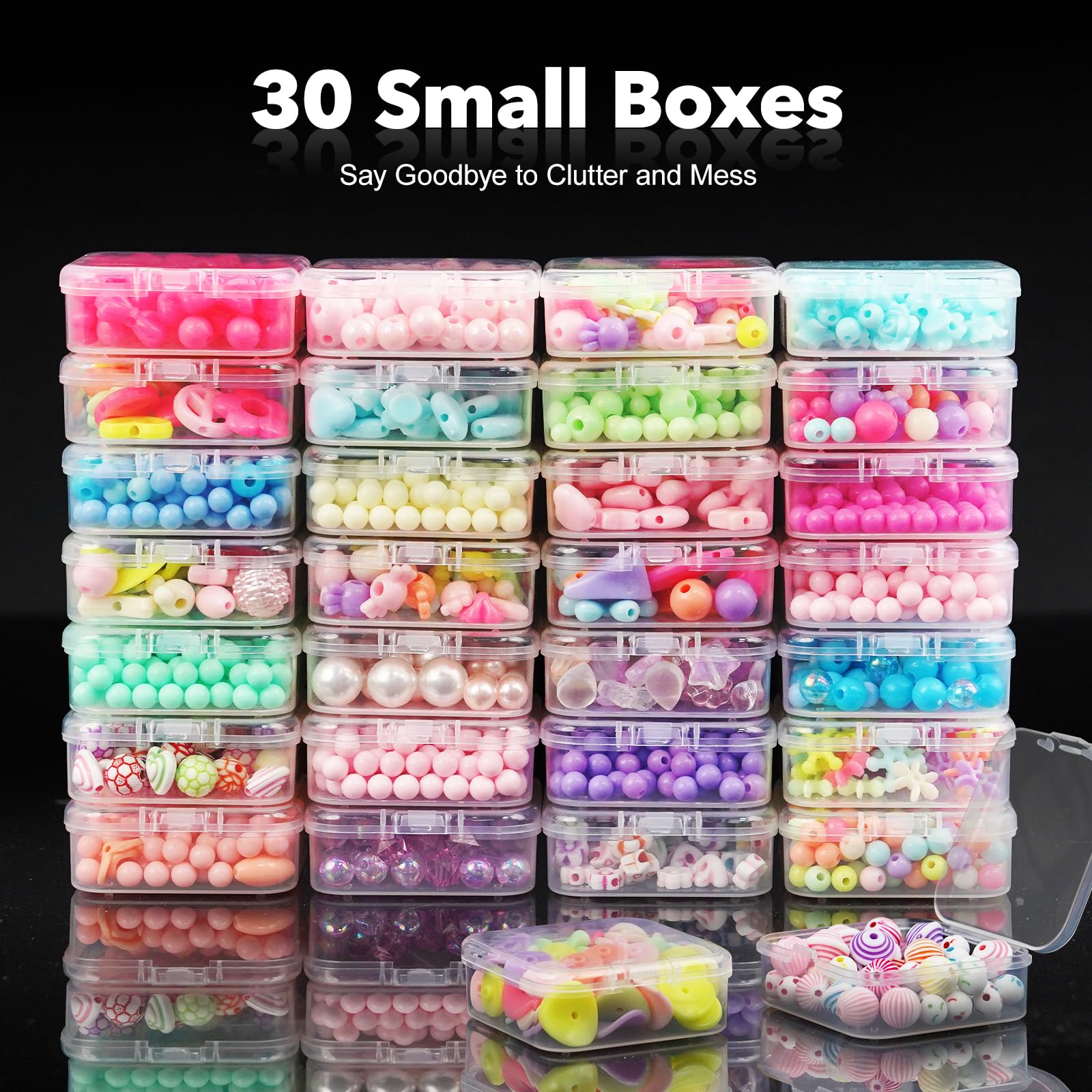LINYAPRY Bead Organiser Box, 93Pcs Small Bead Storage Containers Plastic Cases with Hinged Lid