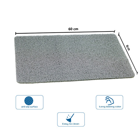 Idyfodol Loofah Shower Mat Non Slip Anti Mould 60x40 cm With Shower Puff PVC Machine Washable Bath Mats for Inside Outside Rectangular (Gray)