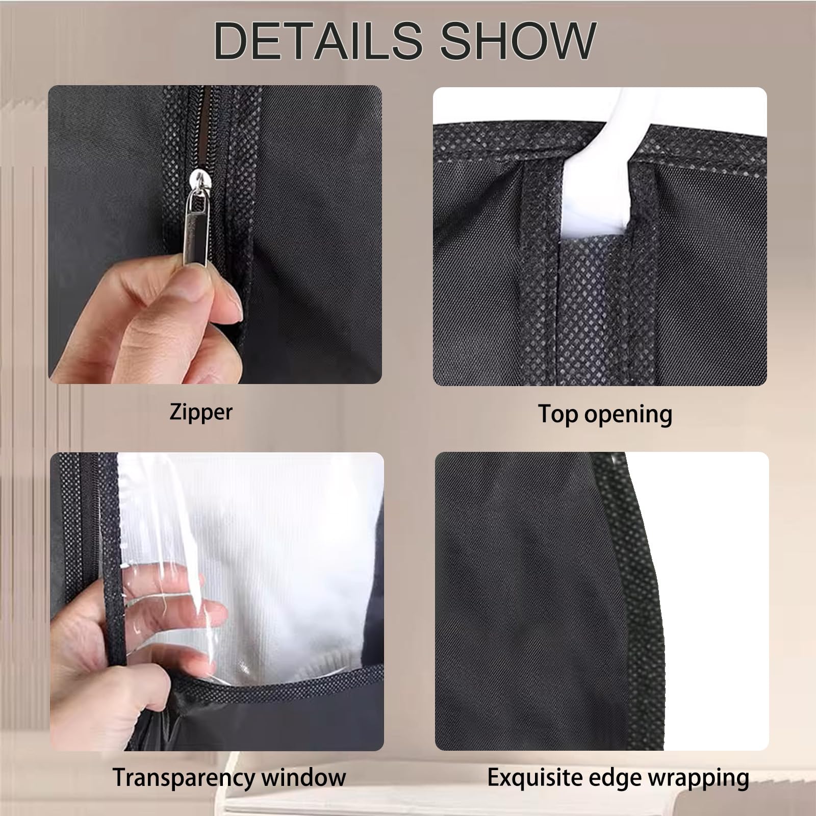 YMWALK 2-Pack Breathable Garment Bags, Long Suit Covers, Dustproof and Waterproof Storage with Zipper, Ideal for Suit, Coat, and Dress Protection