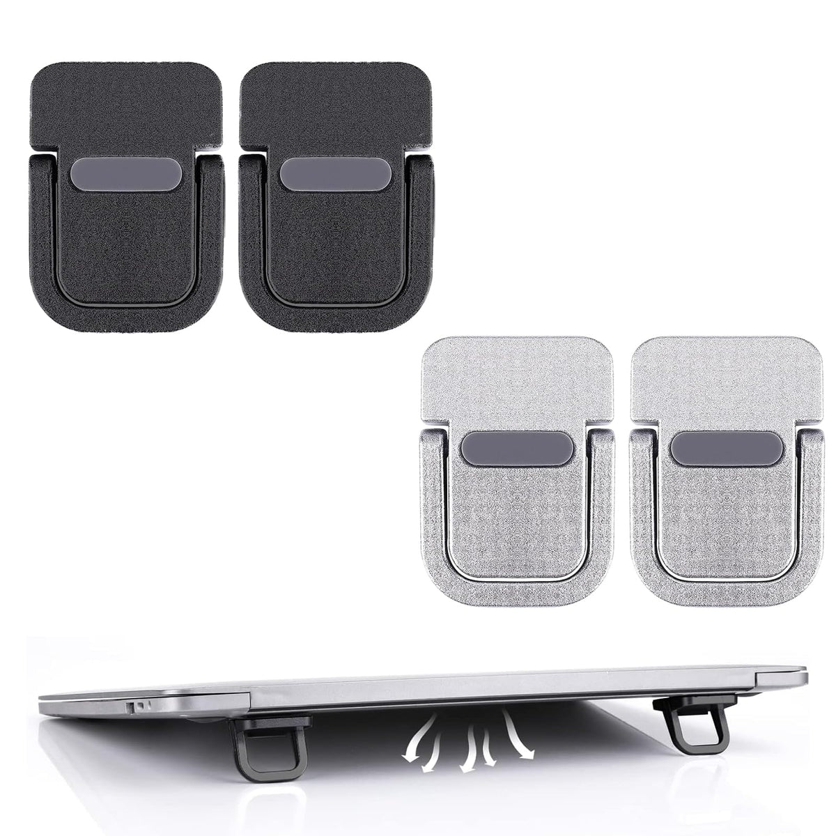 GIEEU 4 PCS Portable Keyboard Riser,Self-Adhesive Laptop Riser Stand,Mini Invisible Laptop Stand,Computer MacBook Zinc Alloy Stand for Desk