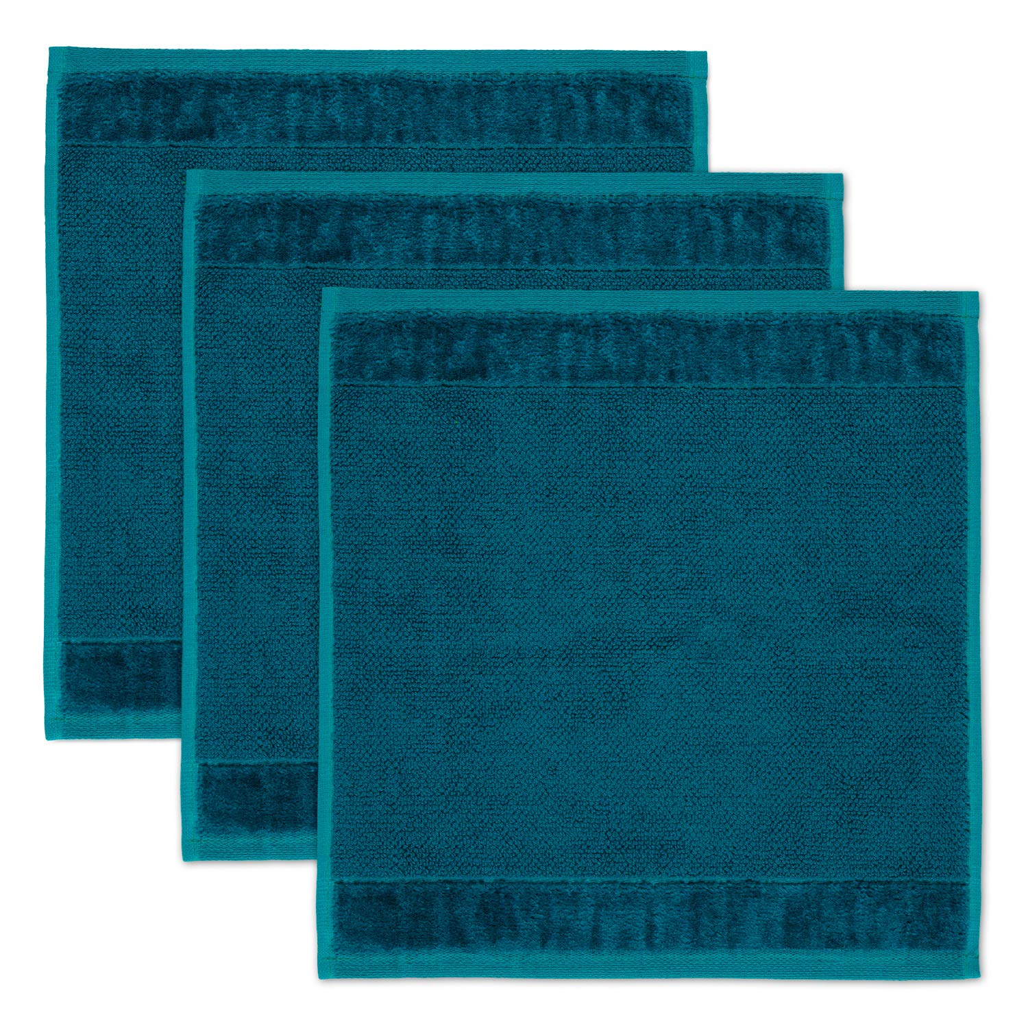 Möve Bamboo Luxe set of 3 soap cloths 30 x 30 cm made of 60% cotton / 40% viscose from bamboo cellulose, deep lake