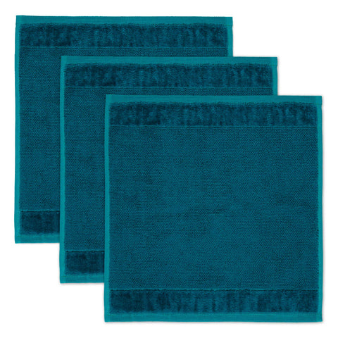 Möve Bamboo Luxe set of 3 soap cloths 30 x 30 cm made of 60% cotton / 40% viscose from bamboo cellulose, deep lake
