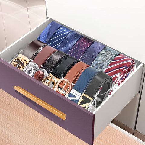 ToyaJeco Acrylic Belt Organizer, 7 Compartments Belt Storage Holder for Closet Drawer